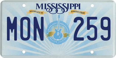 MS license plate MON259