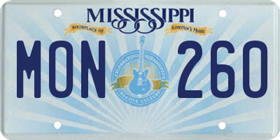 MS license plate MON260