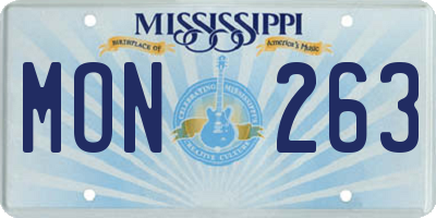 MS license plate MON263