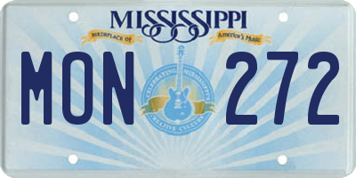 MS license plate MON272