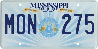 MS license plate MON275