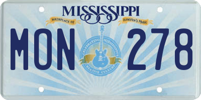 MS license plate MON278