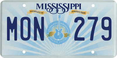MS license plate MON279