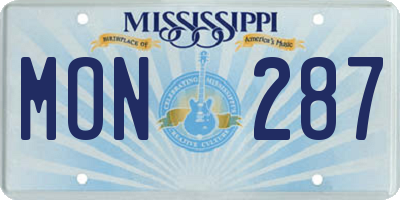 MS license plate MON287