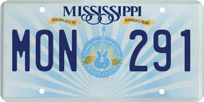 MS license plate MON291