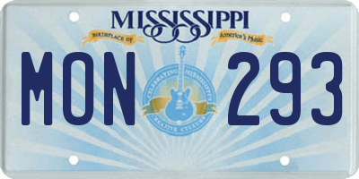 MS license plate MON293