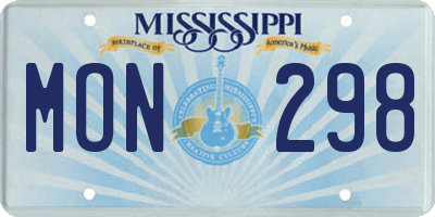 MS license plate MON298