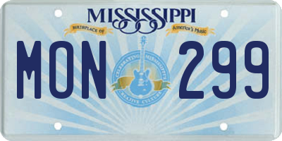 MS license plate MON299