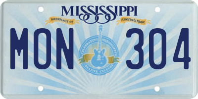 MS license plate MON304