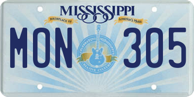 MS license plate MON305