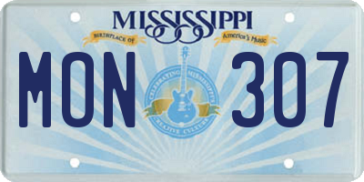 MS license plate MON307