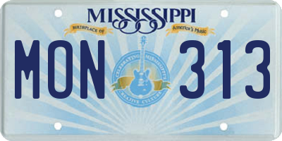 MS license plate MON313