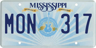 MS license plate MON317
