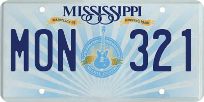 MS license plate MON321