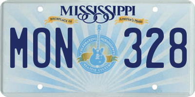 MS license plate MON328
