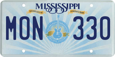 MS license plate MON330