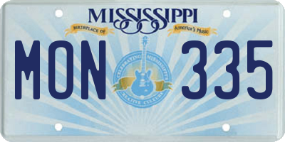 MS license plate MON335