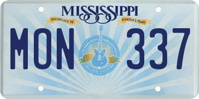 MS license plate MON337
