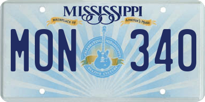 MS license plate MON340