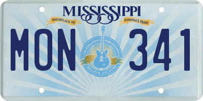 MS license plate MON341