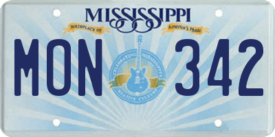 MS license plate MON342