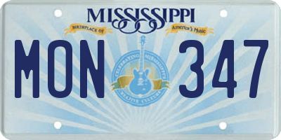 MS license plate MON347