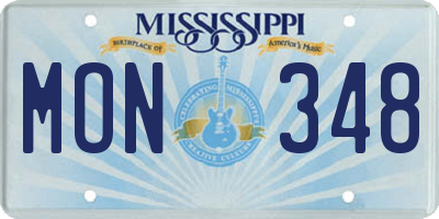 MS license plate MON348