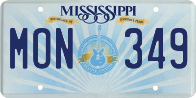 MS license plate MON349