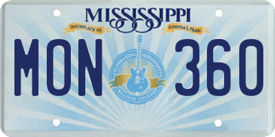 MS license plate MON360