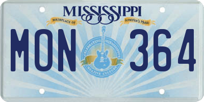 MS license plate MON364