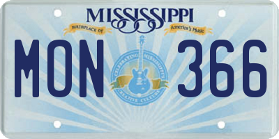 MS license plate MON366