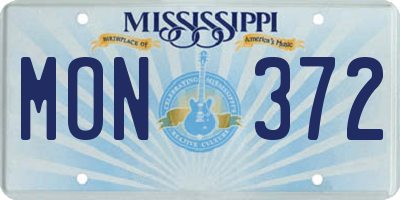 MS license plate MON372