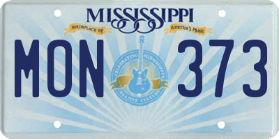 MS license plate MON373