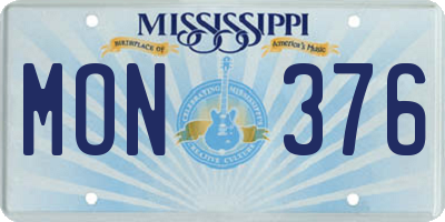 MS license plate MON376