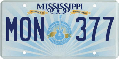 MS license plate MON377