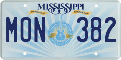 MS license plate MON382