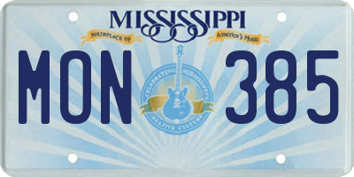 MS license plate MON385