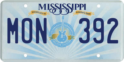 MS license plate MON392