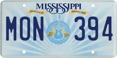 MS license plate MON394