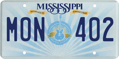 MS license plate MON402
