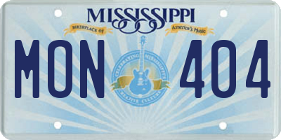 MS license plate MON404
