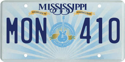 MS license plate MON410