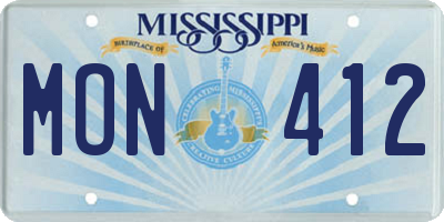 MS license plate MON412