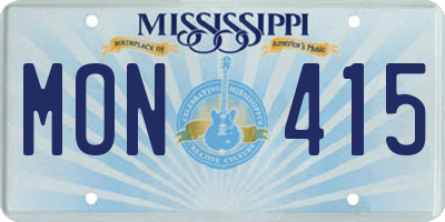MS license plate MON415