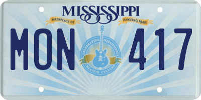 MS license plate MON417
