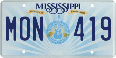 MS license plate MON419