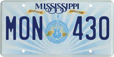MS license plate MON430