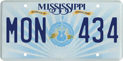 MS license plate MON434