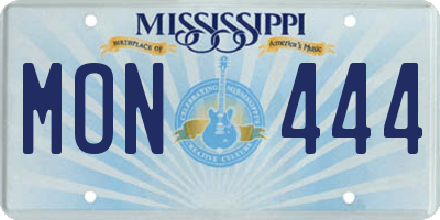 MS license plate MON444