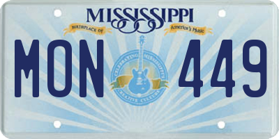 MS license plate MON449
